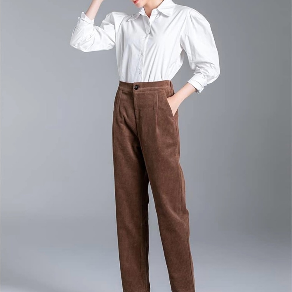 Elegant Brown Corduroy Women's Trousers